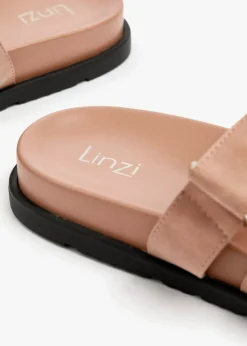 Linzi Emmy Dusky Pink Faux Nubuck Footbed Linked Design Sandal