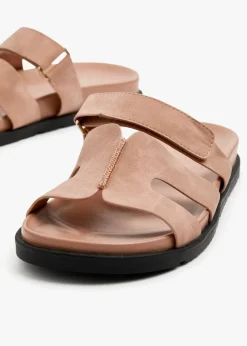 Linzi Emmy Dusky Pink Faux Nubuck Footbed Linked Design Sandal