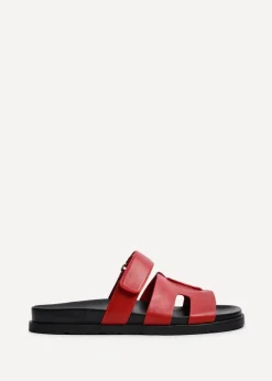 Linzi Emmy Red Faux Leather Footbed Linked Design Sandal