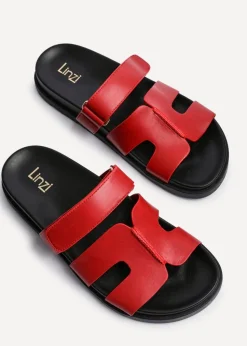 Linzi Emmy Red Faux Leather Footbed Linked Design Sandal