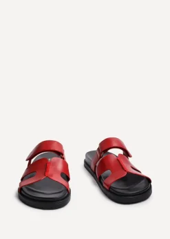 Linzi Emmy Red Faux Leather Footbed Linked Design Sandal