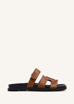 Linzi Emmy Tan Faux Leather Footbed Linked Design Sandal