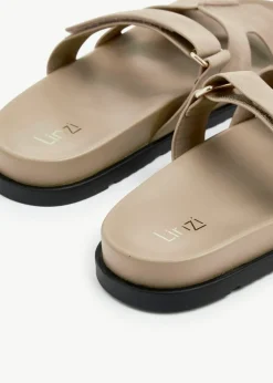 Linzi Emmy Taupe Faux Nubuck Footbed Linked Design Sandal