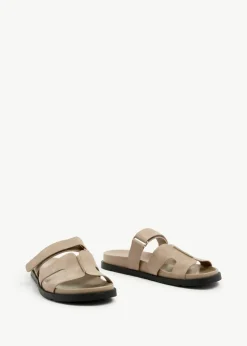 Linzi Emmy Taupe Faux Nubuck Footbed Linked Design Sandal