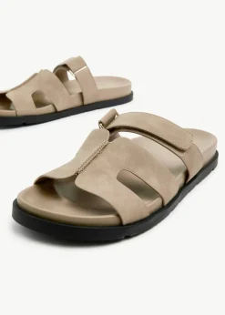 Linzi Emmy Taupe Faux Nubuck Footbed Linked Design Sandal