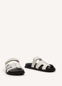 Linzi Emmy White Faux Leather Footbed Linked Design Sandal