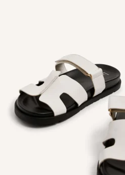 Linzi Emmy White Faux Leather Footbed Linked Design Sandal