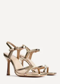 Linzi Empress Gold Faux Leather Stiletto Heeled Sandal