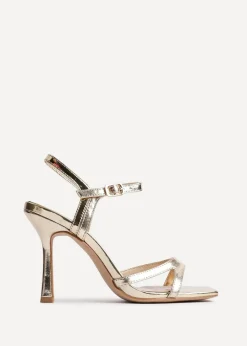 Linzi Empress Gold Faux Leather Stiletto Heeled Sandal