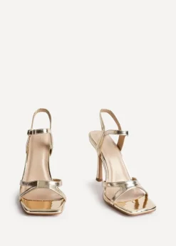 Linzi Empress Gold Faux Leather Stiletto Heeled Sandal