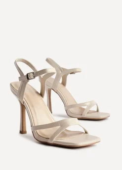 Linzi Empress Sand Faux Leather Stiletto Heeled Sandals