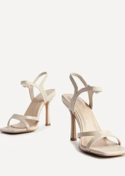 Linzi Empress Sand Faux Leather Stiletto Heeled Sandals