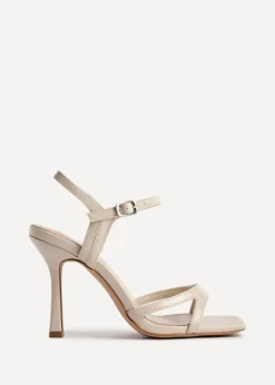 Linzi Empress Sand Faux Leather Stiletto Heeled Sandals