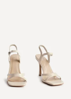 Linzi Empress Sand Faux Leather Stiletto Heeled Sandals