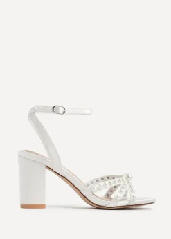 Linzi Enchanted Ivory Block Heeled Sandals