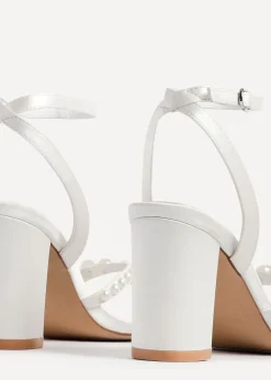 Linzi Enchanted Ivory Block Heeled Sandals