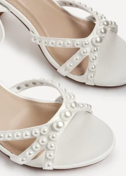 Linzi Enchanted Ivory Block Heeled Sandals