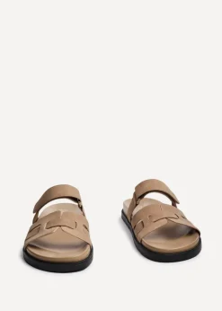 Linzi Essential Taupe Nubuck Leather Slip On Sandal
