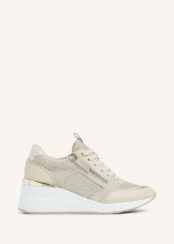 Linzi Everett Gold and Nude Wedged Trainer