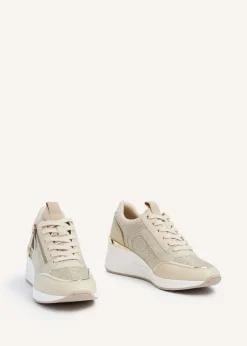 Linzi Everett Gold and Nude Wedged Trainer