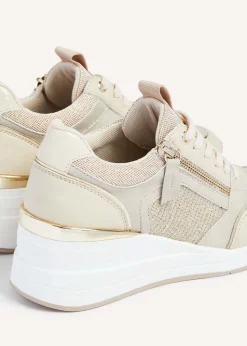 Linzi Everett Gold and Nude Wedged Trainer