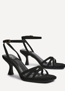 Linzi Faro Black Faux Suede Strappy Heeled Sandals