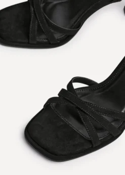 Linzi Faro Black Faux Suede Strappy Heeled Sandals