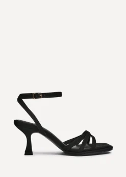 Linzi Faro Black Faux Suede Strappy Heeled Sandals