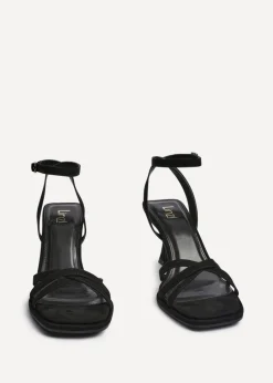 Linzi Faro Black Faux Suede Strappy Heeled Sandals