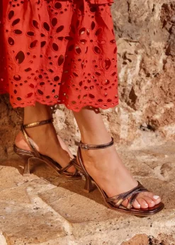 Linzi Faro Bronze Faux Leather Strappy Heeled Sandals