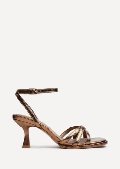 Linzi Faro Bronze Faux Leather Strappy Heeled Sandals