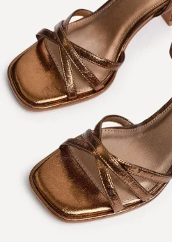 Linzi Faro Bronze Faux Leather Strappy Heeled Sandals