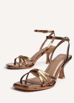 Linzi Faro Bronze Faux Leather Strappy Heeled Sandals