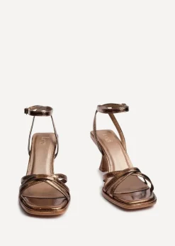 Linzi Faro Bronze Faux Leather Strappy Heeled Sandals