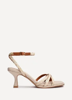 Linzi Faro Natural Raffia Strappy Heeled Sandals
