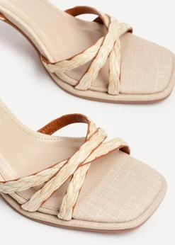 Linzi Faro Natural Raffia Strappy Heeled Sandals