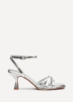 Linzi Faro Silver Faux Leather Strappy Heeled Sandals