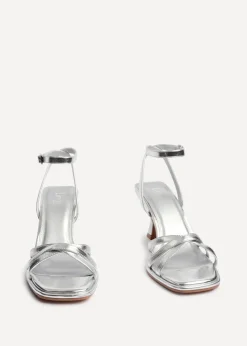Linzi Faro Silver Faux Leather Strappy Heeled Sandals