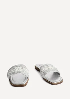 Linzi Fernanda Silver Embellished Slip On Sandals