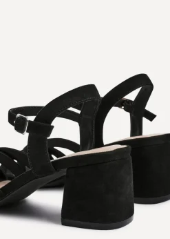 Linzi Flair Black Faux Suede Heeled Sandals