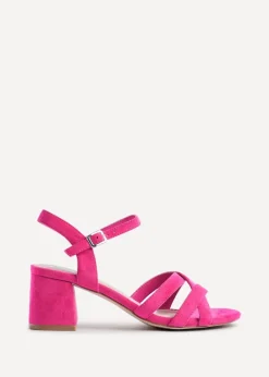 Linzi Flair Hot Pink Faux Suede Heeled Sandals
