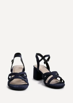 Linzi Flair Navy Faux Suede Heeled Sandals