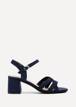 Linzi Flair Navy Faux Suede Heeled Sandals