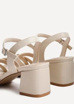 Linzi Flair Sand Faux Leather Heeled Sandals