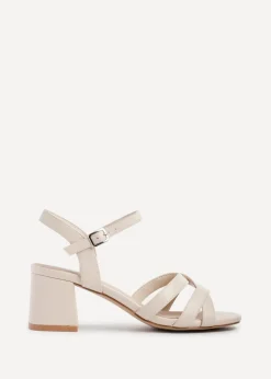 Linzi Flair Sand Faux Leather Heeled Sandals
