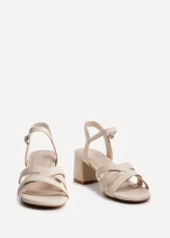 Linzi Flair Sand Faux Leather Heeled Sandals