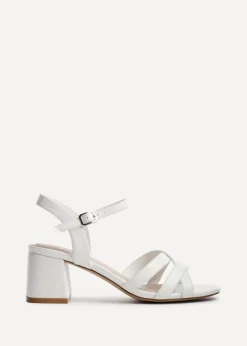 Linzi Flair White Faux Leather Heeled Sandals