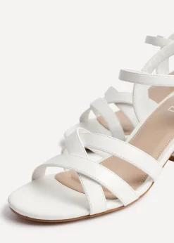 Linzi Flair White Faux Leather Heeled Sandals