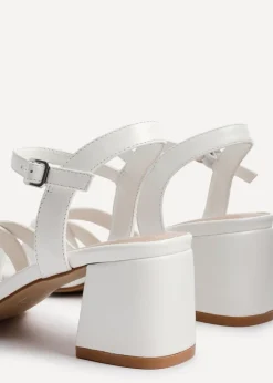 Linzi Flair White Faux Leather Heeled Sandals