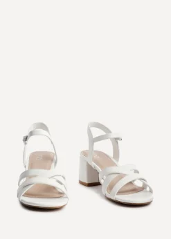 Linzi Flair White Faux Leather Heeled Sandals